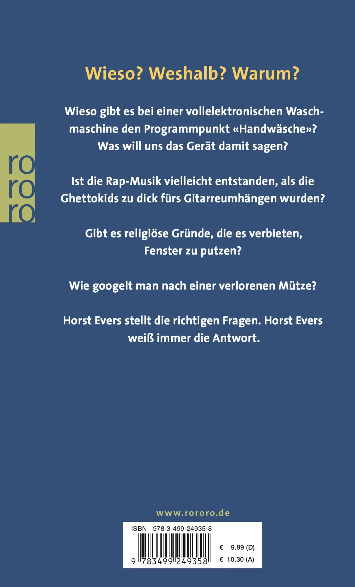 Rückseite: 9783499249358 | Mein Leben als Suchmaschine | Horst Evers | Taschenbuch | 150 S.