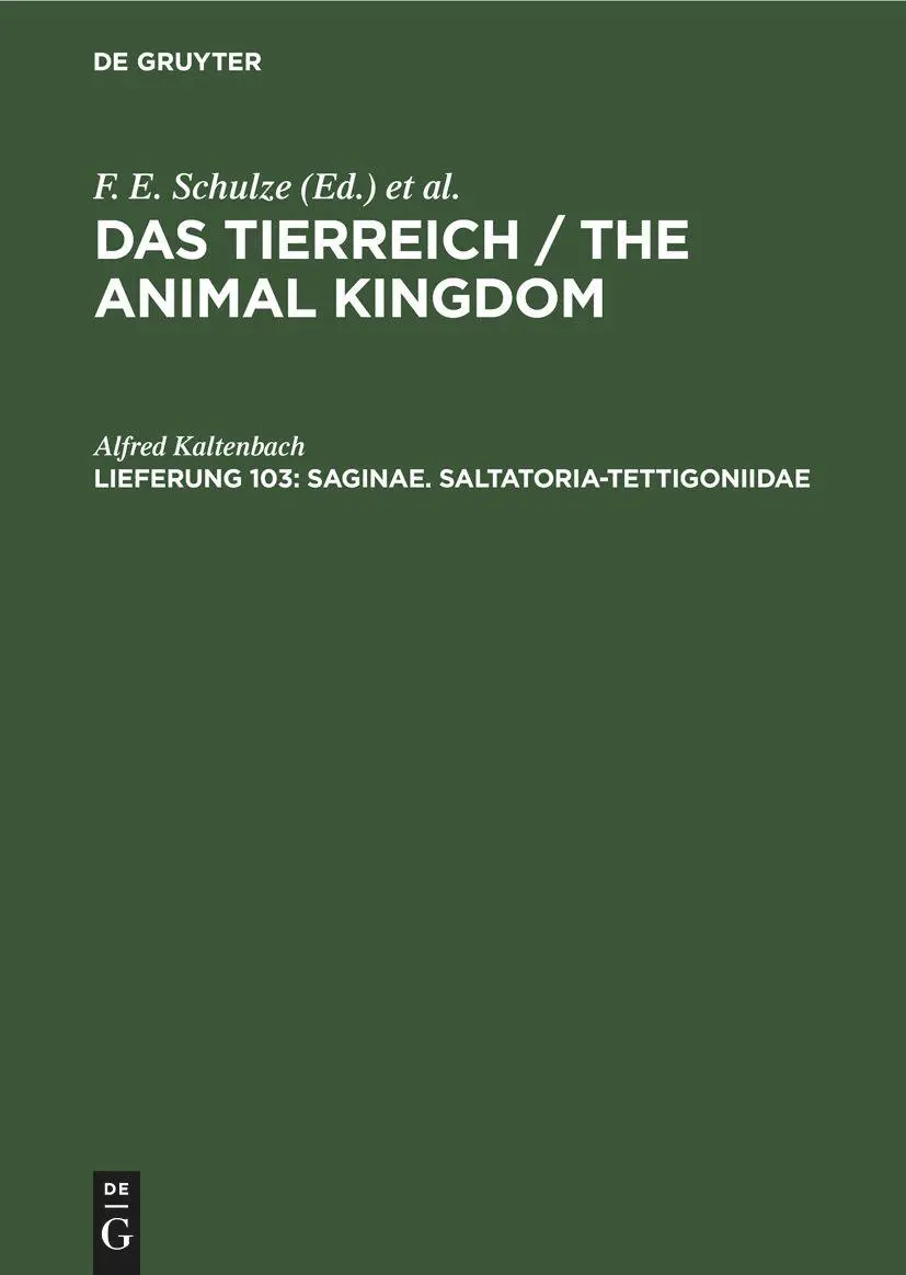 Cover: 9783112419458 | Saginae. Saltatoria-Tettigoniidae | Alfred Kaltenbach | Buch | Deutsch