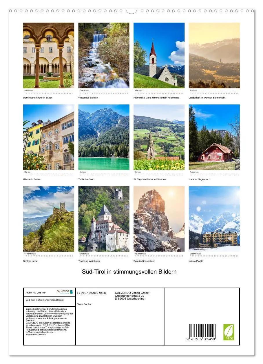 Bild: 9783516369458 | Süd-Tirol in stimmungsvollen Bildern (Wandkalender 2026 DIN A2...