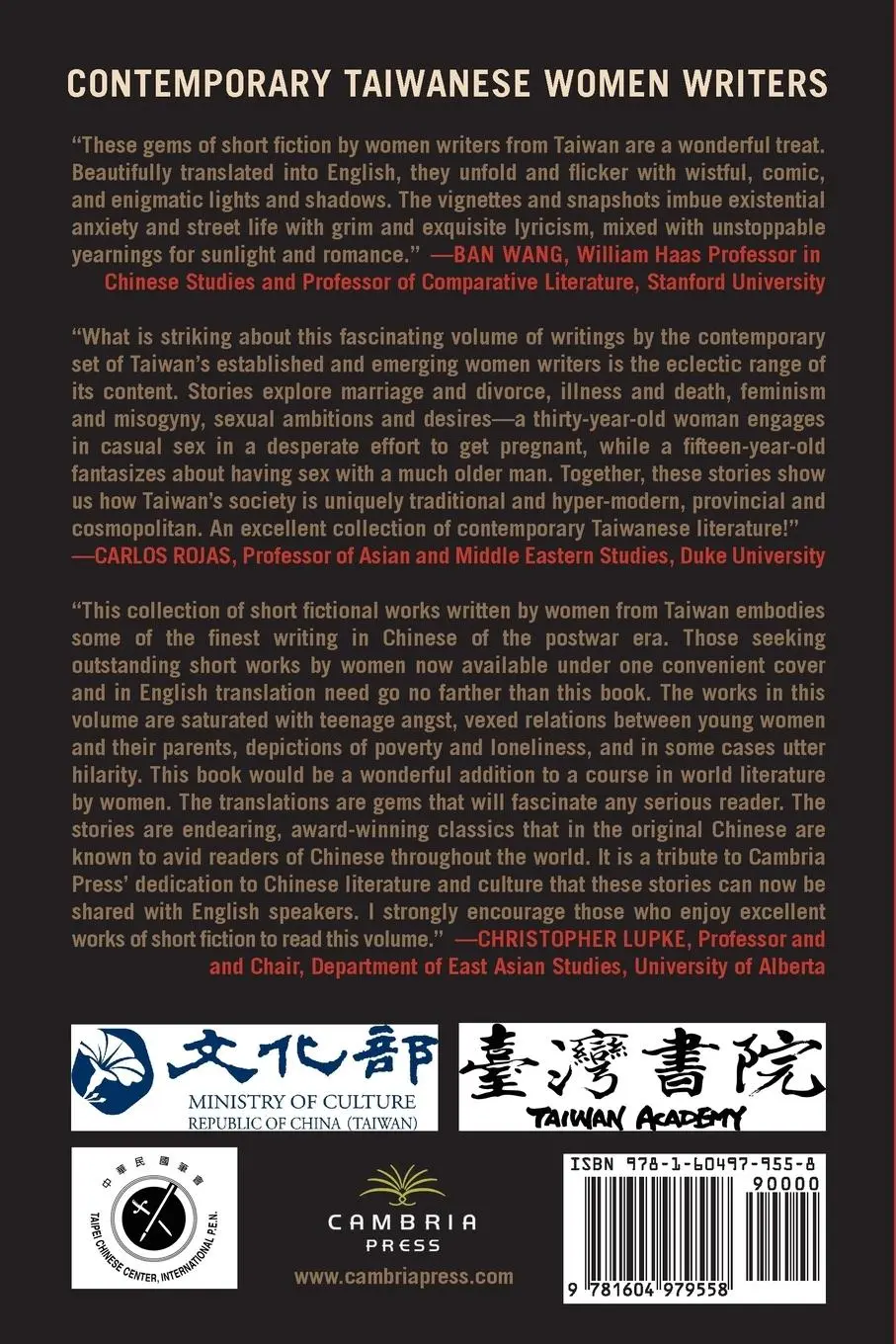 Rückseite: 9781604979558 | Contemporary Taiwanese Women Writers | An Anthology | Stalling (u. a.)
