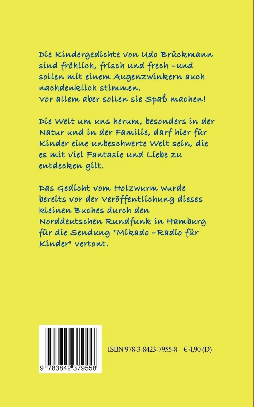 Rückseite: 9783842379558 | Kindergedichte | Udo Brückmann | Taschenbuch | 68 S. | Deutsch | 2011