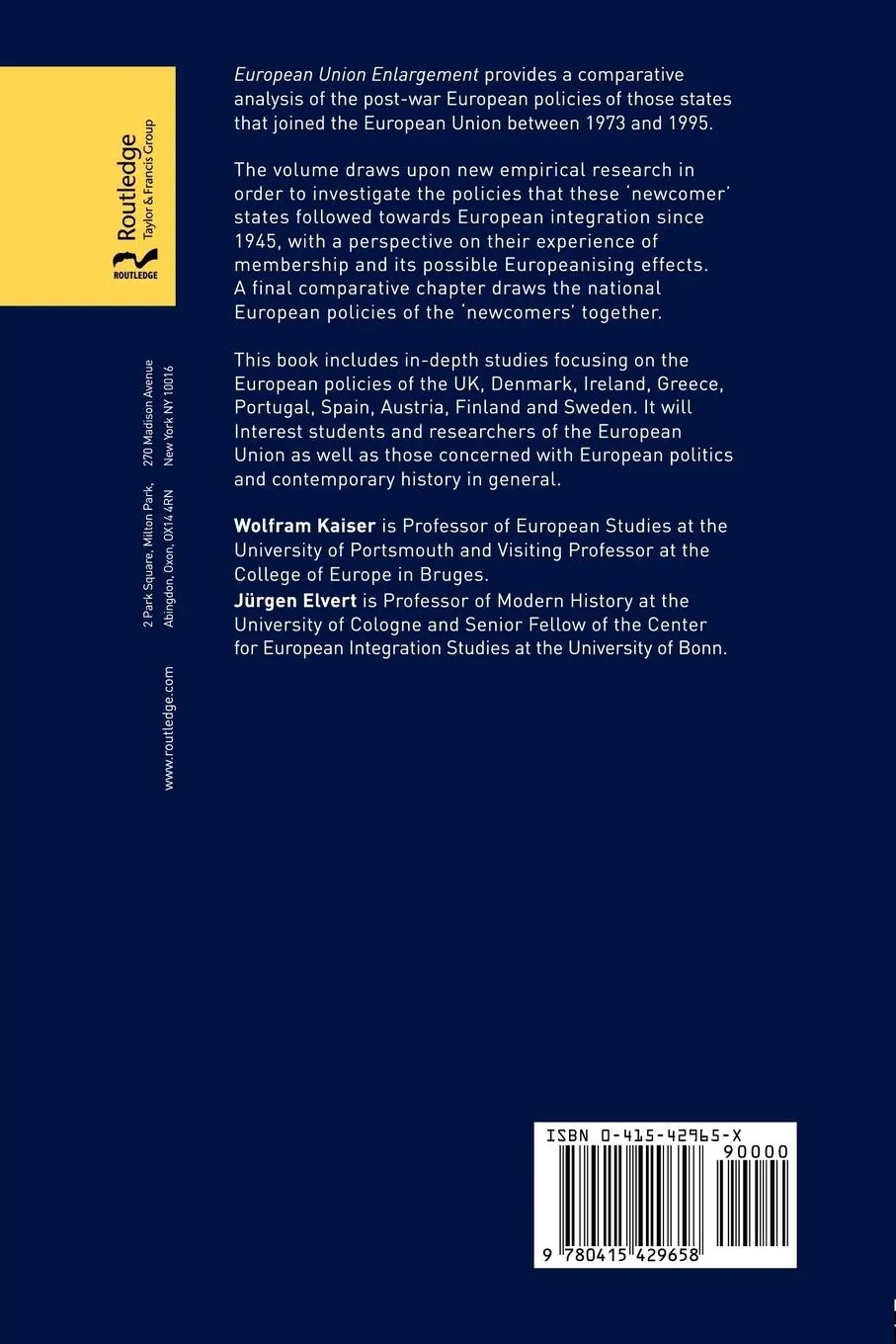 Rückseite: 9780415429658 | European Union Enlargement | A Comparative History | Elvert (u. a.)