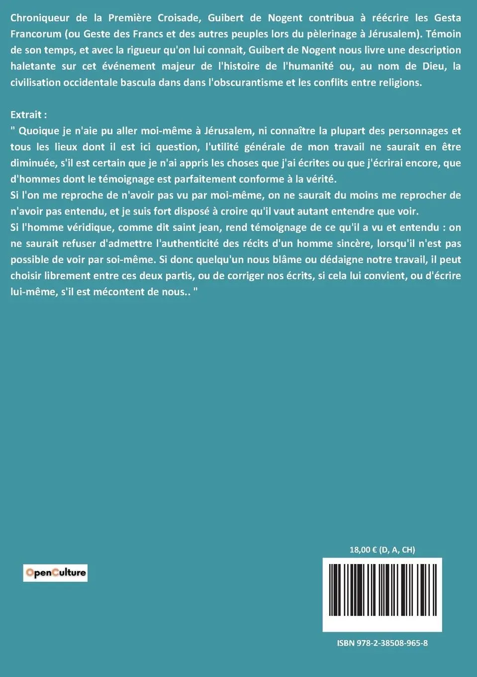 Rückseite: 9782385089658 | Histoire des croisades | Guibert De Nogent | Taschenbuch | Französisch