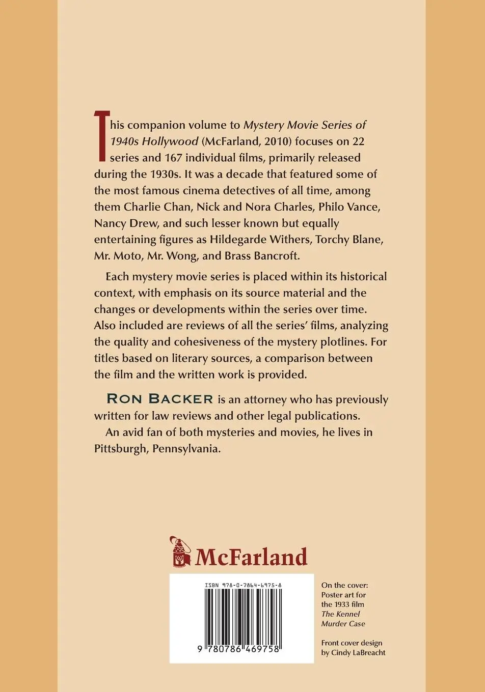 Rückseite: 9780786469758 | Mystery Movie Series of 1930s Hollywood | Ron Backer | Taschenbuch