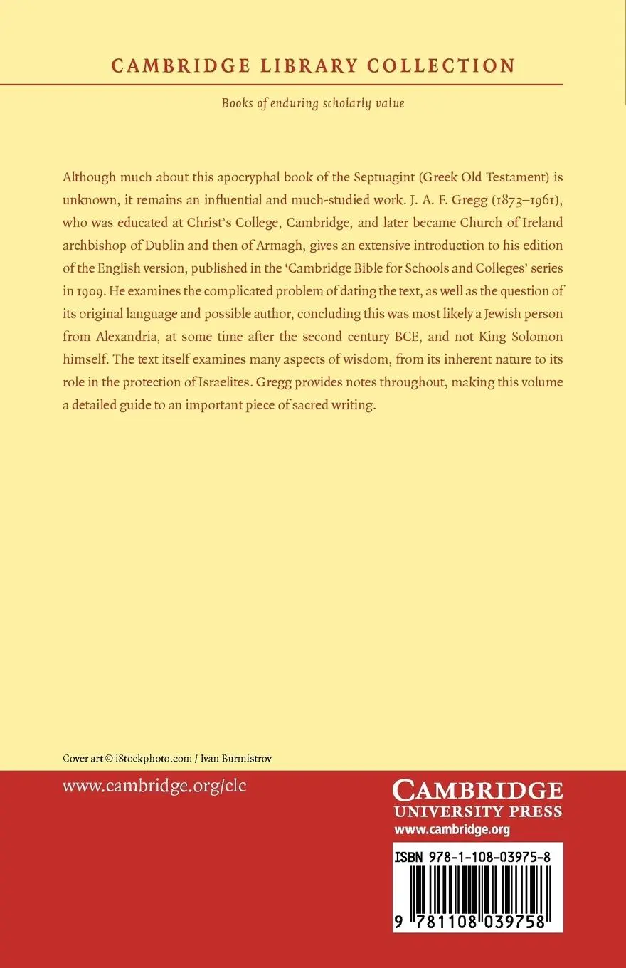 Rückseite: 9781108039758 | The Wisdom of Solomon | J. A. F. Gregg | Taschenbuch | Englisch | 2012