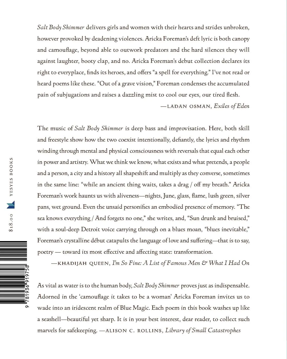 Rückseite: 9781936919758 | Salt Body Shimmer | Aricka Foreman | Taschenbuch | Englisch | 2020