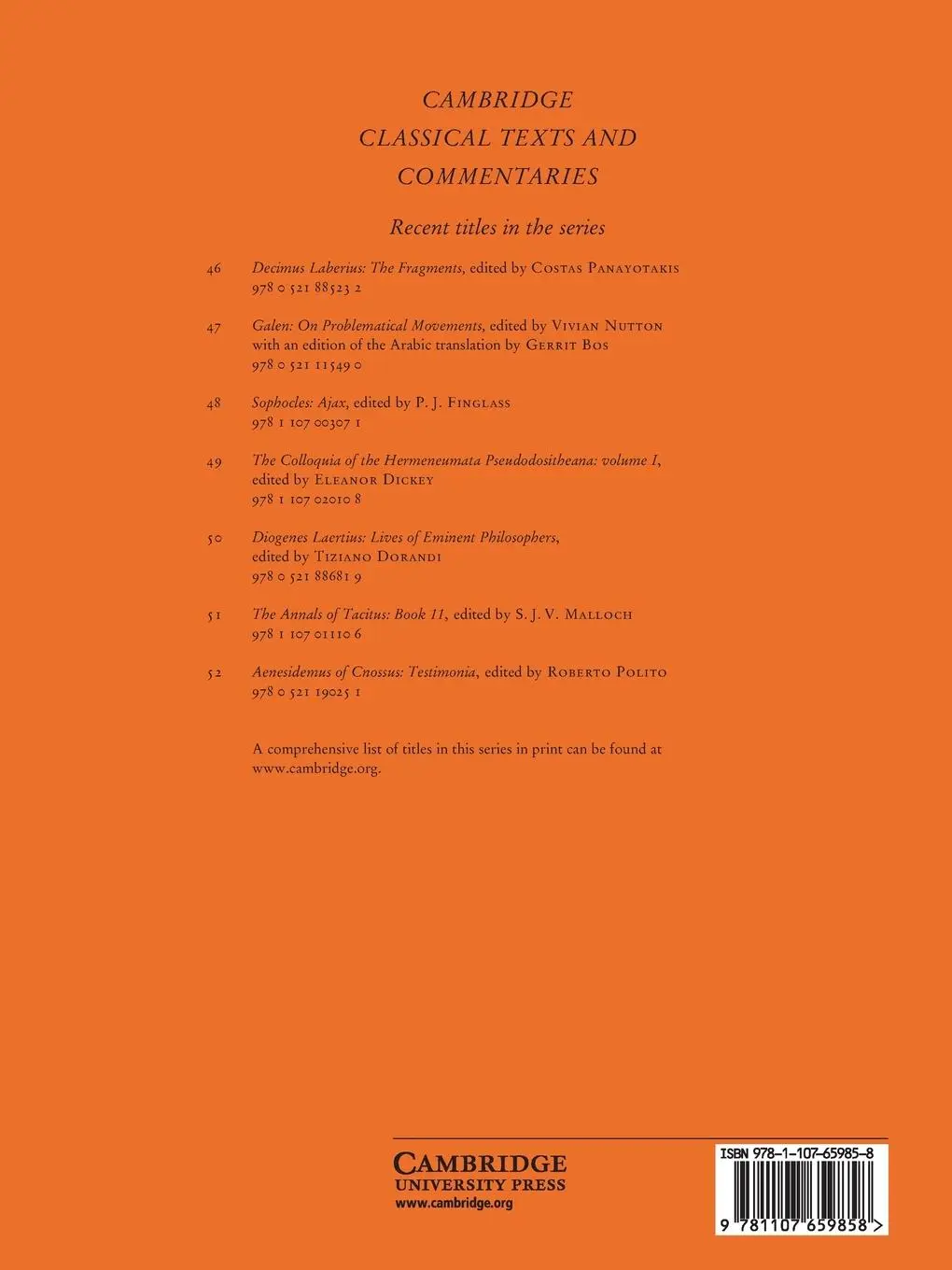 Rückseite: 9781107659858 | The Colloquia of the Hermeneumata Pseudodositheana | Eleanor Dickey