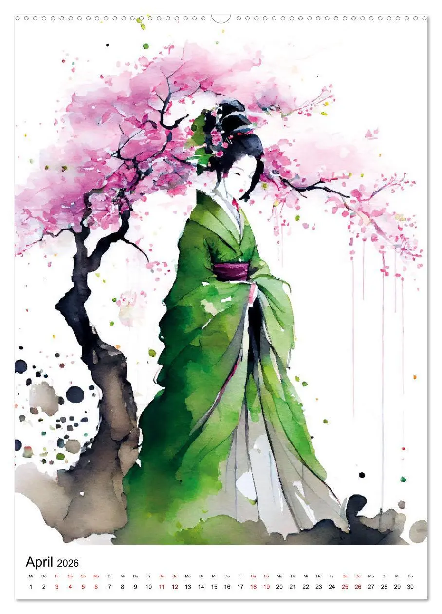 Bild: 9783516329858 | Geisha Aquarelle - Japanische Kulturdamen, Landschaft und Sakura...