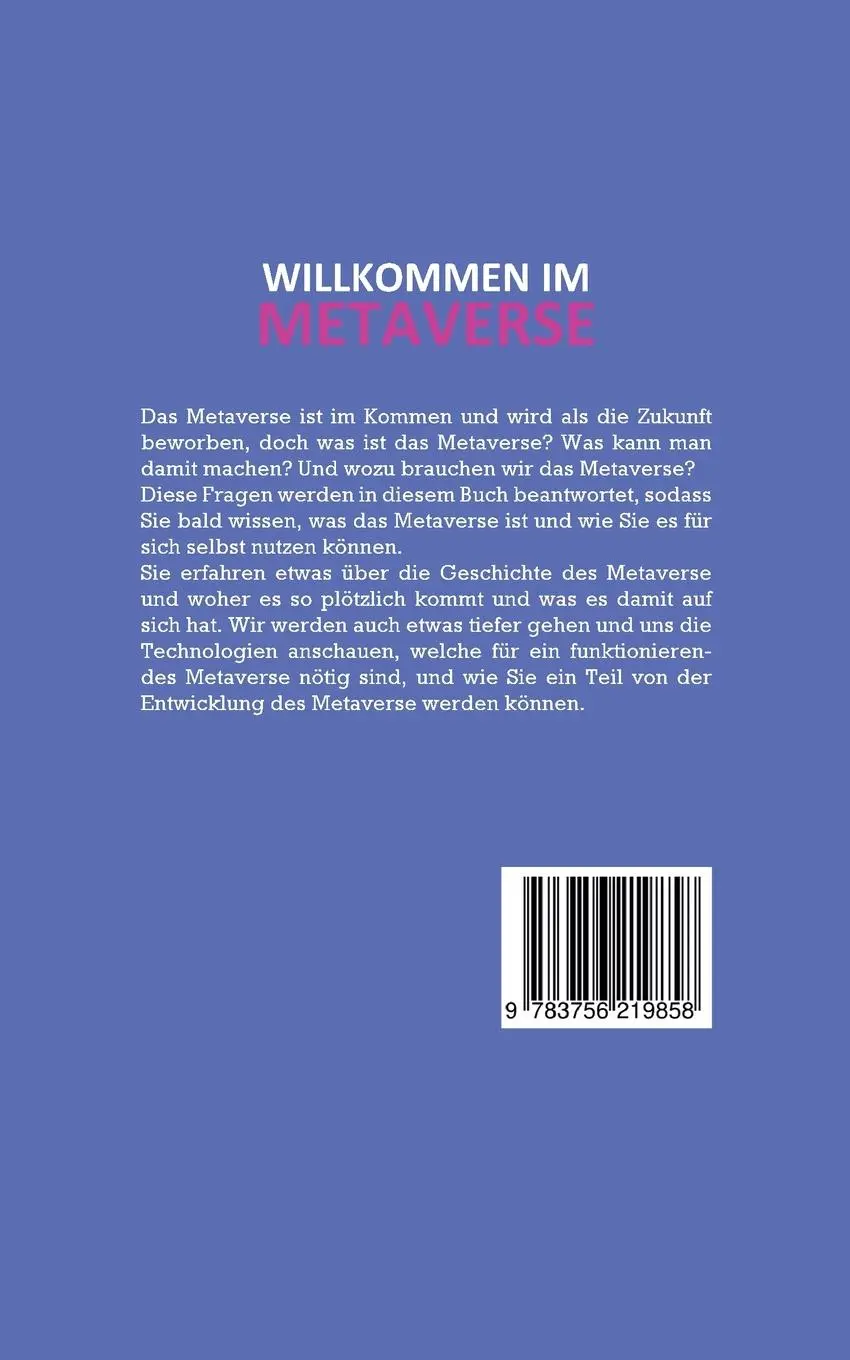 Rückseite: 9783756219858 | Willkommen im Metaverse | Paul Tashew | Taschenbuch | Paperback | 2022