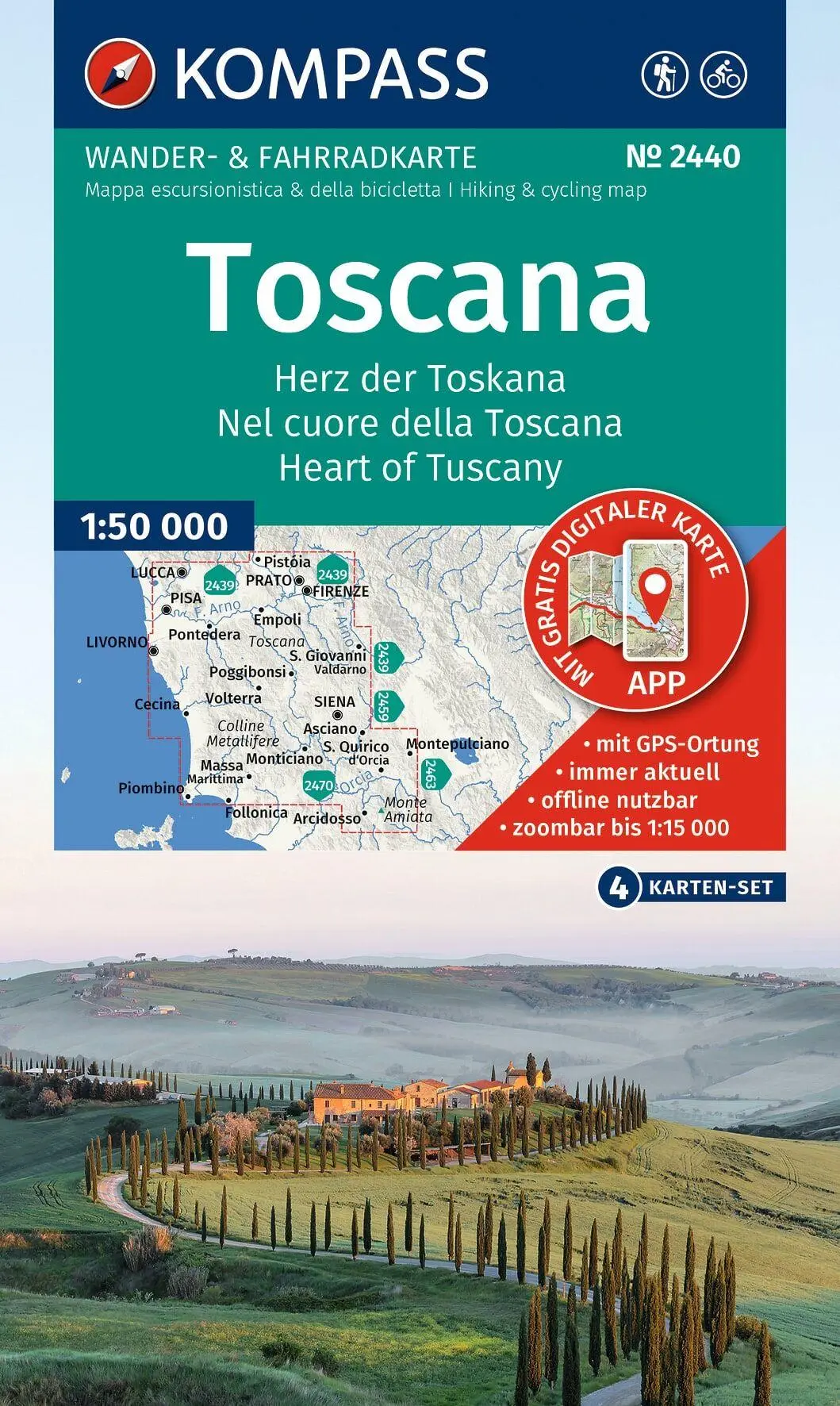 Cover: 9783991219958 | KOMPASS Wanderkarten-Set 2440 Toscana, Herz der Toskana, Nel cuore...