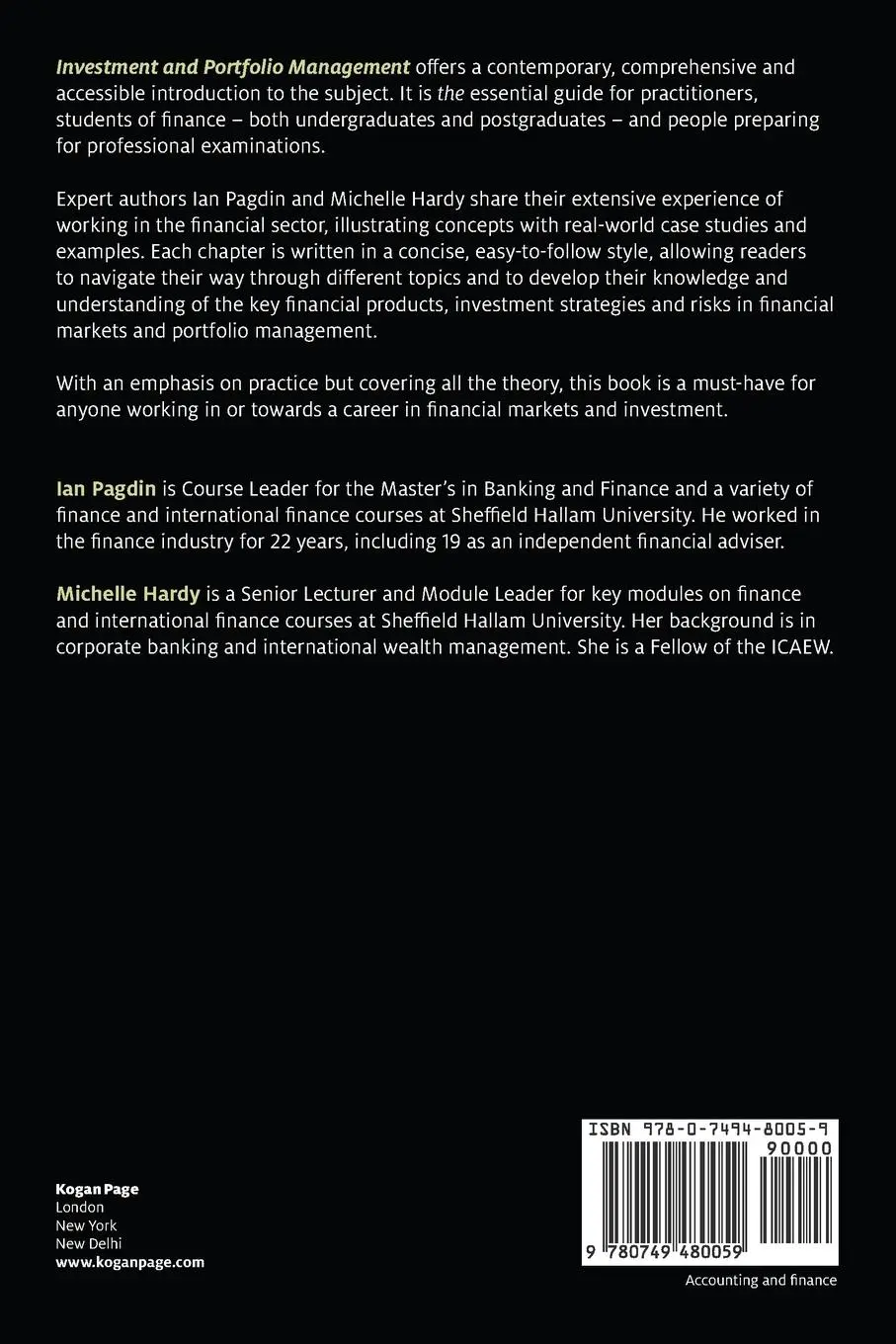 Rückseite: 9780749480059 | Investment and Portfolio Management | A Practical Introduction | Buch