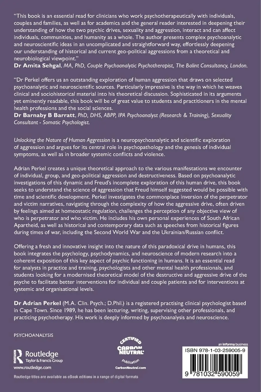 Rückseite: 9781032590059 | Unlocking the Nature of Human Aggression | Adrian Perkel | Taschenbuch