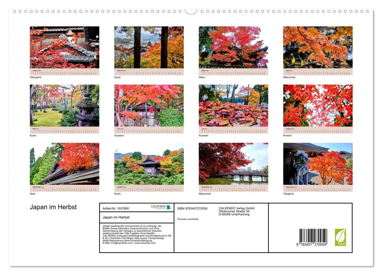 Bild: 9783457270059 | Japan im Herbst (hochwertiger Premium Wandkalender 2026 DIN A2...