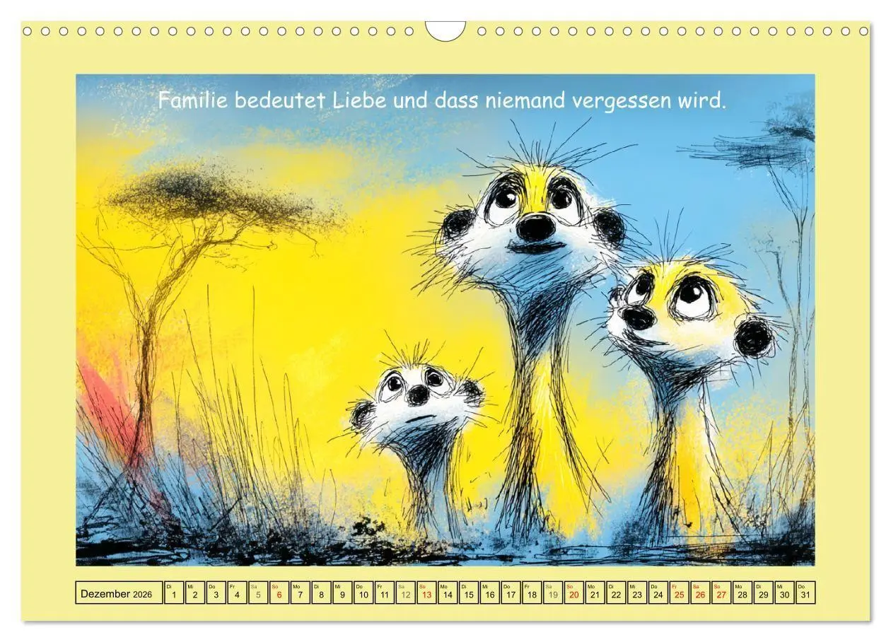 Bild: 9783516740059 | Kleine Wächter. Erdmännchen und Weisheiten (Wandkalender 2026 DIN...