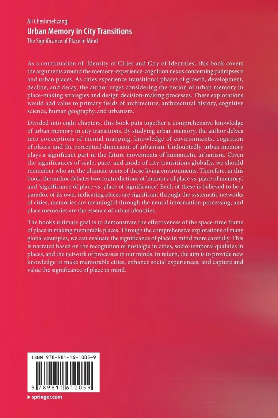 Rückseite: 9789811610059 | Urban Memory in City Transitions | The Significance of Place in Mind