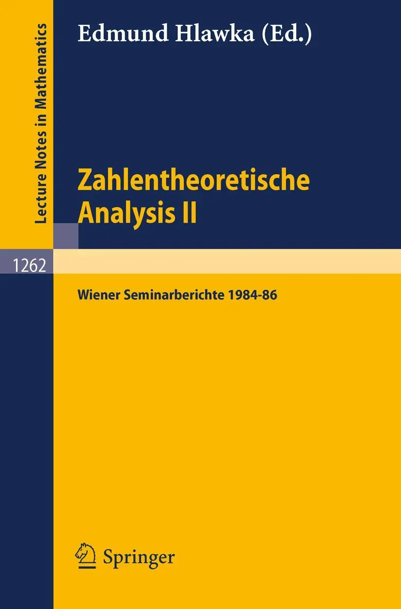 Cover: 9783540180159 | Zahlentheoretische Analysis II | Wiener Seminarberichte 1984-86 | Buch
