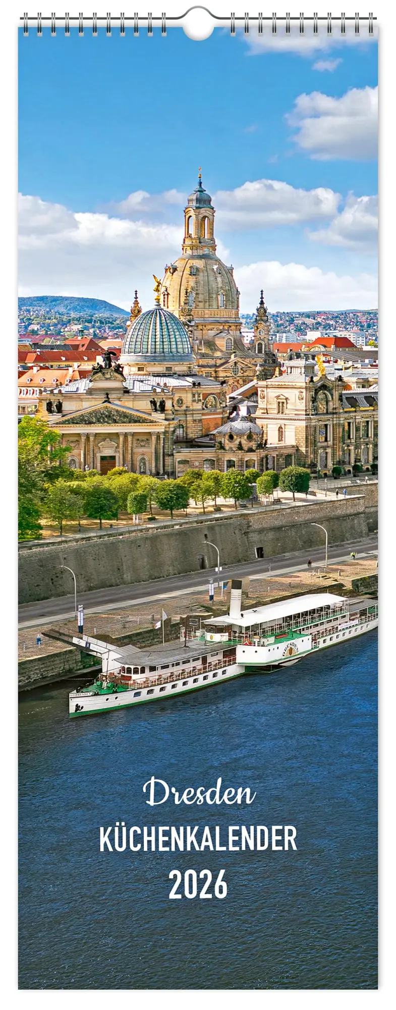 Cover: 9783910680159 | Küchenkalender Dresden 2026 | 15 x 40 cm weißes Kalendarium | Kalender