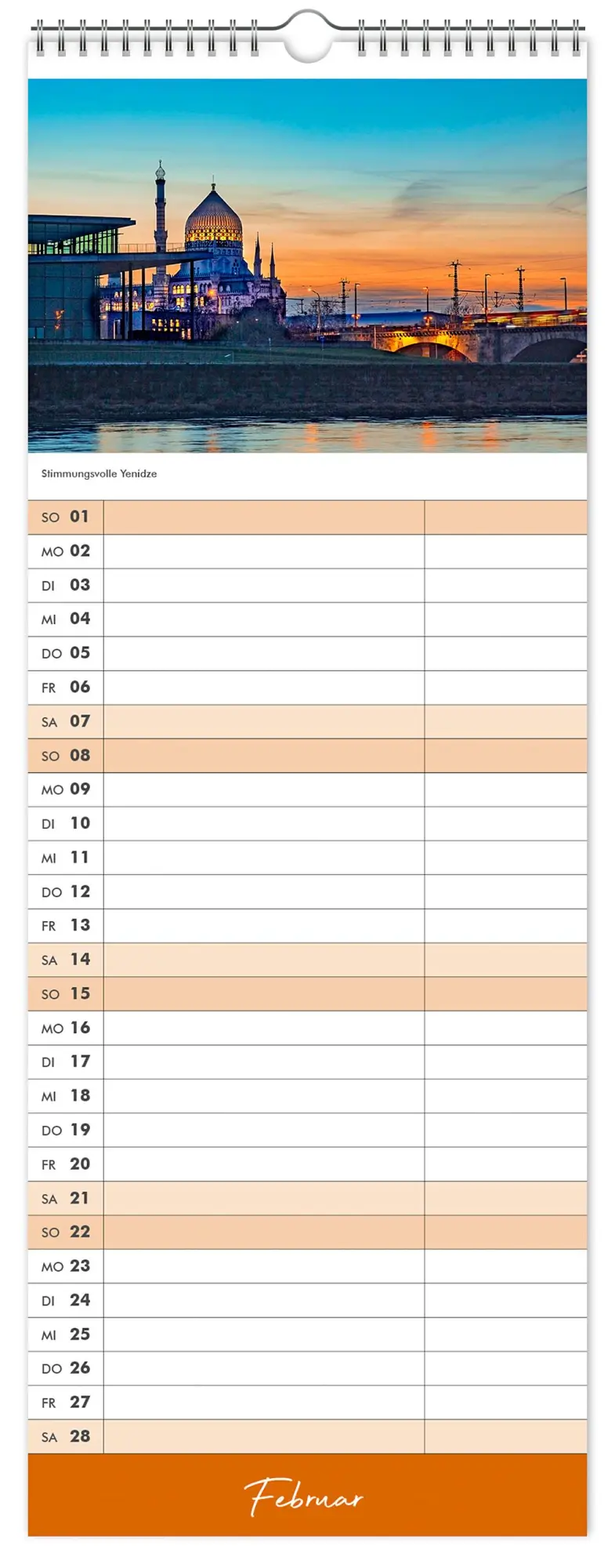 Bild: 9783910680159 | Küchenkalender Dresden 2026 | 15 x 40 cm weißes Kalendarium | Kalender