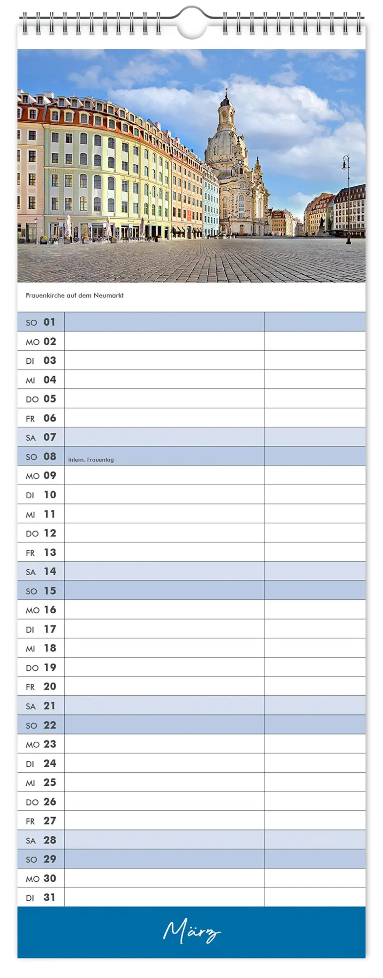Bild: 9783910680159 | Küchenkalender Dresden 2026 | 15 x 40 cm weißes Kalendarium | Kalender