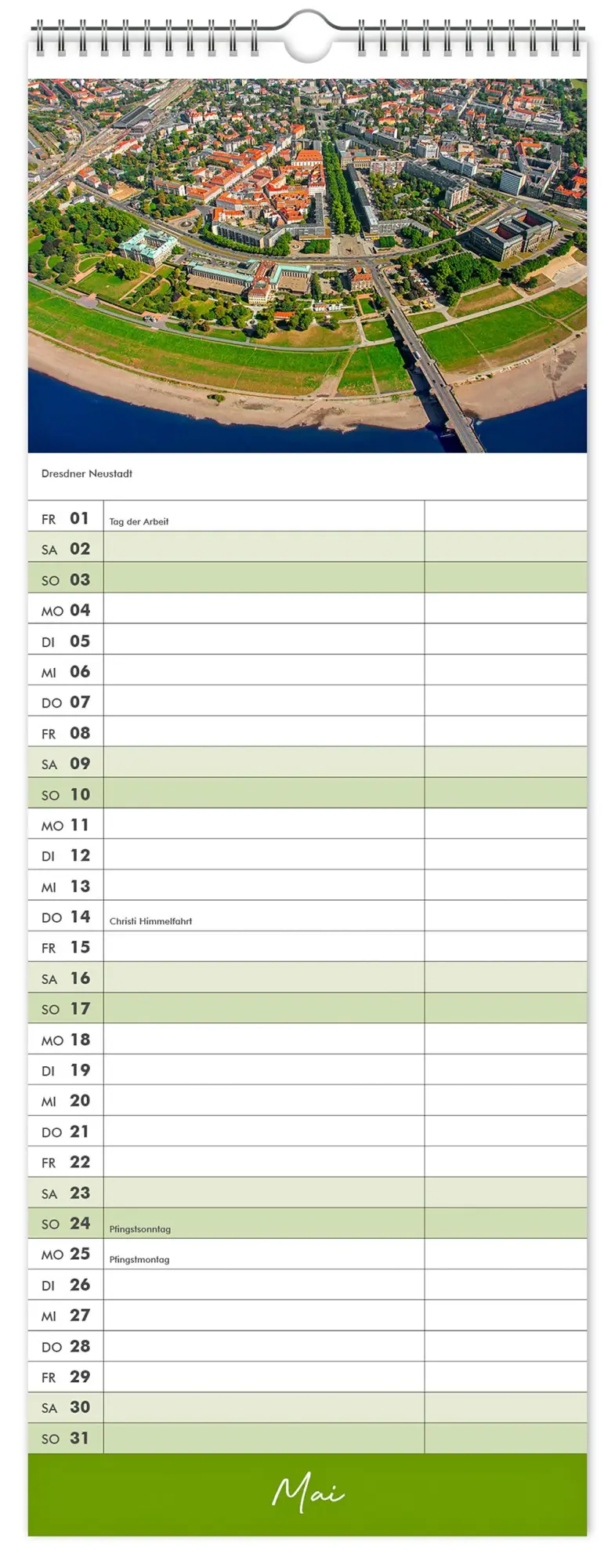 Bild: 9783910680159 | Küchenkalender Dresden 2026 | 15 x 40 cm weißes Kalendarium | Kalender