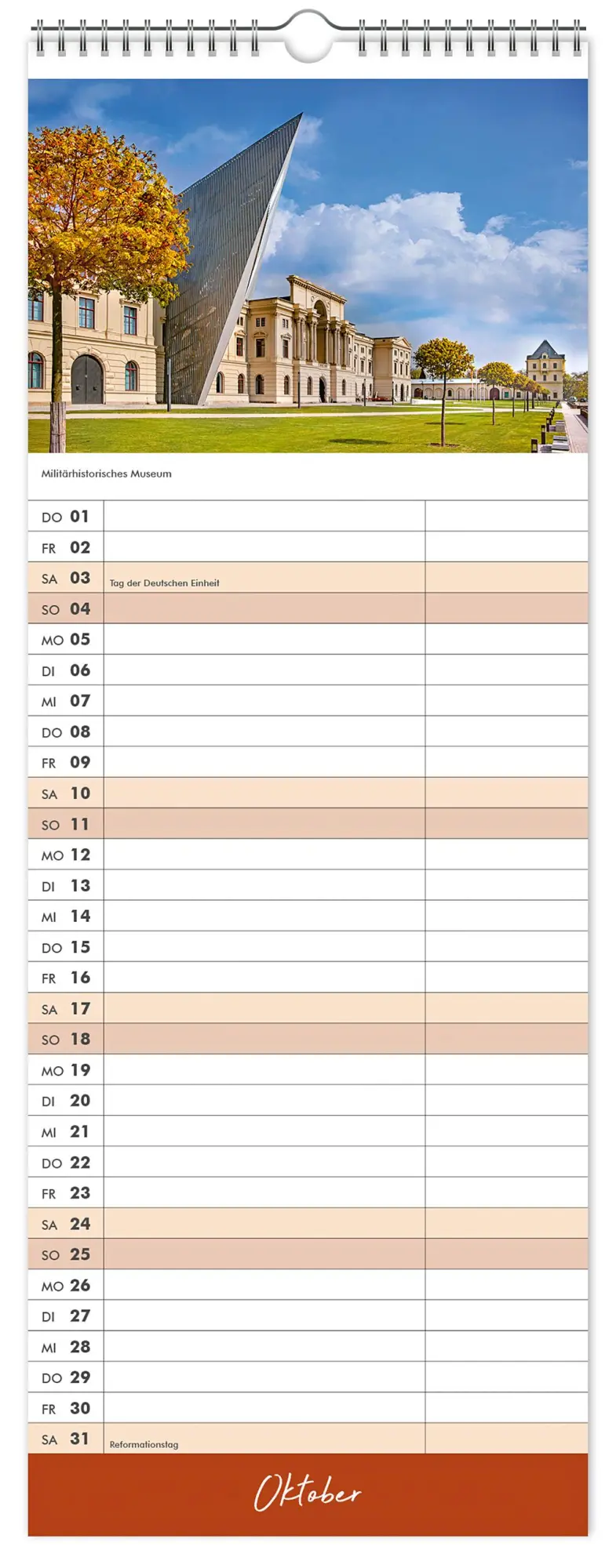 Bild: 9783910680159 | Küchenkalender Dresden 2026 | 15 x 40 cm weißes Kalendarium | Kalender