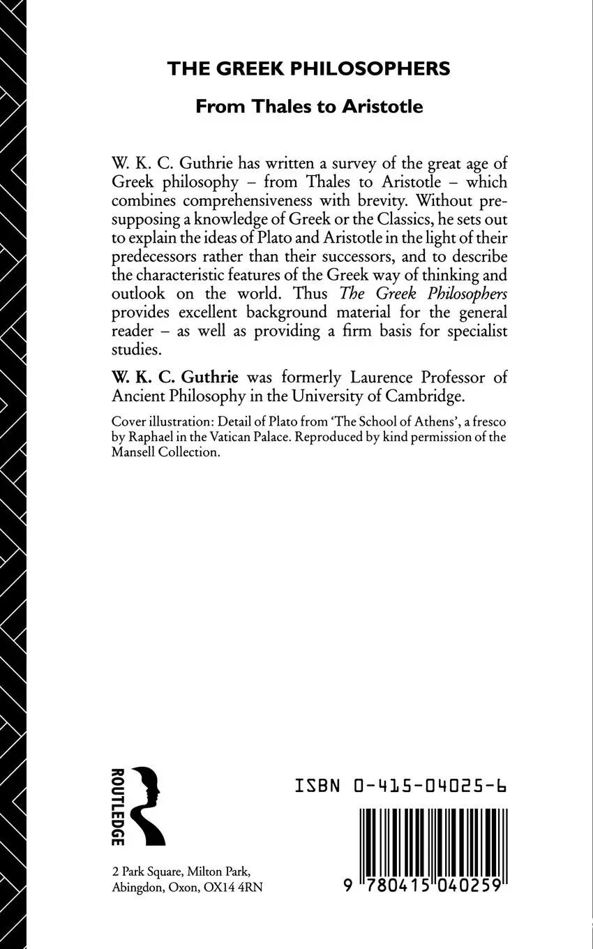 Rückseite: 9780415040259 | The Greek Philosophers | From Thales to Aristotle | W. K. C. Guthrie