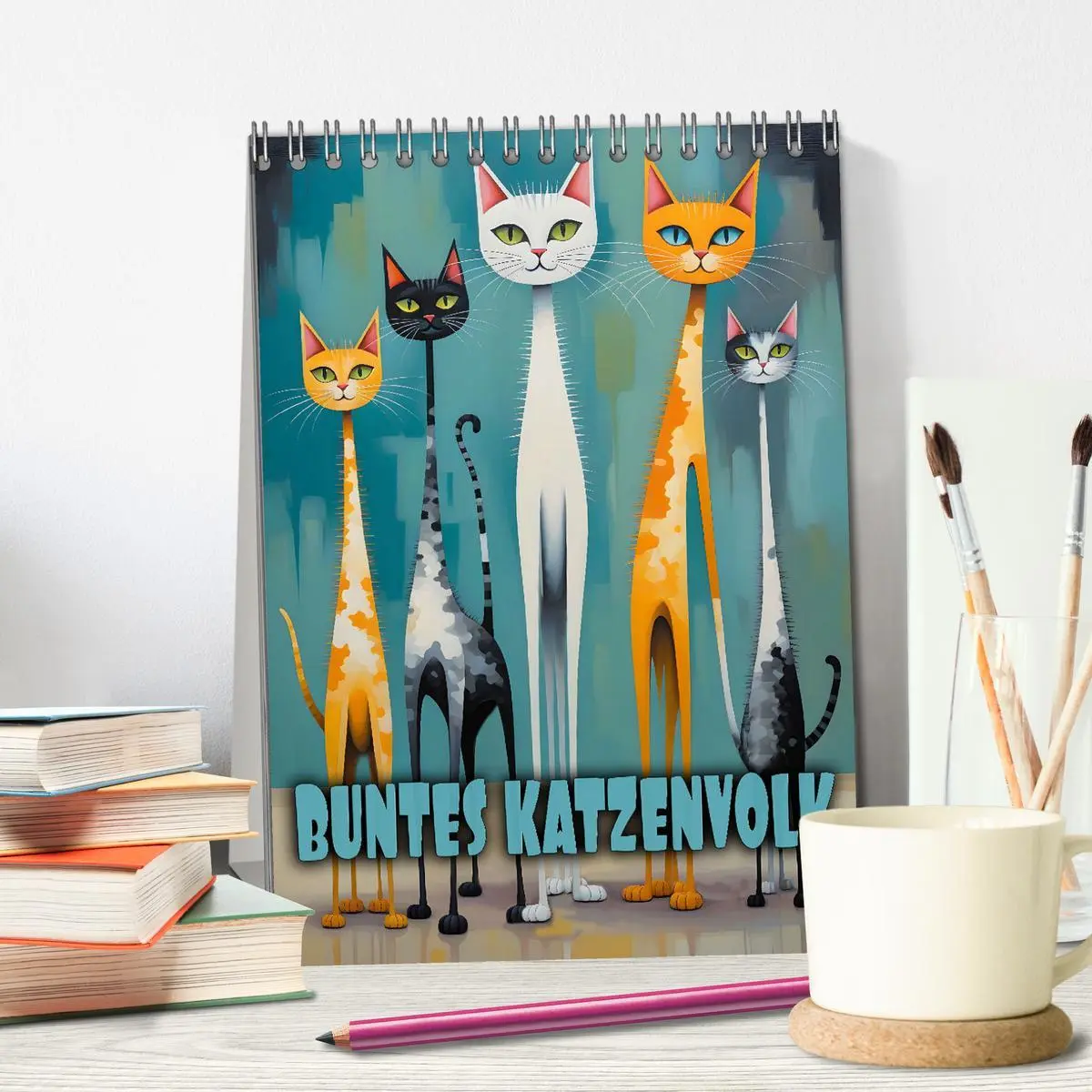 Bild: 9783457250259 | Buntes Katzenvolk (Tischkalender 2026 DIN A5 hoch), CALVENDO...