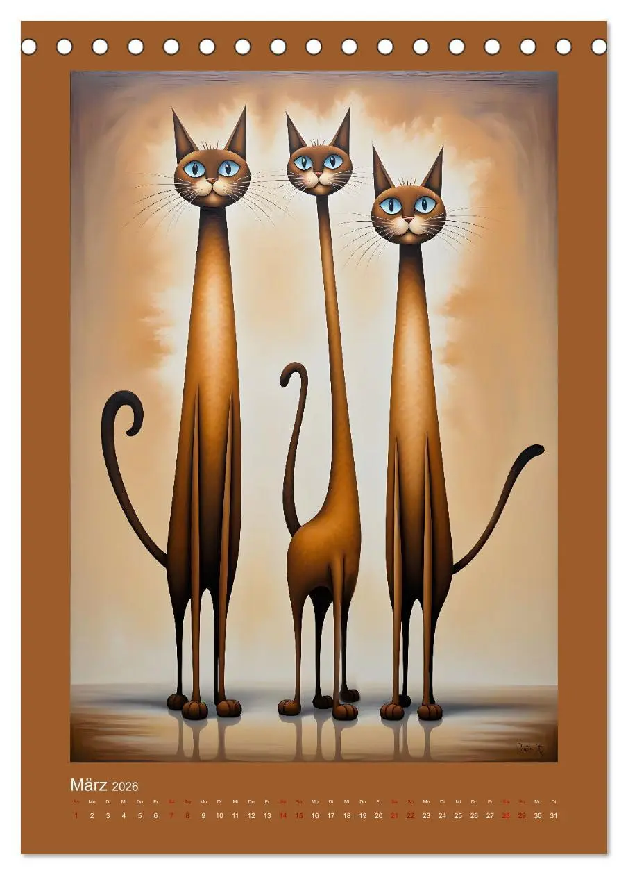 Bild: 9783457250259 | Buntes Katzenvolk (Tischkalender 2026 DIN A5 hoch), CALVENDO...
