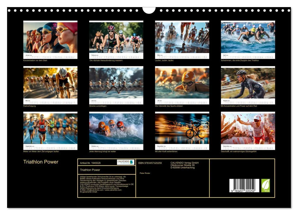 Bild: 9783457320259 | Triathlon Power (Wandkalender 2026 DIN A3 quer), CALVENDO...