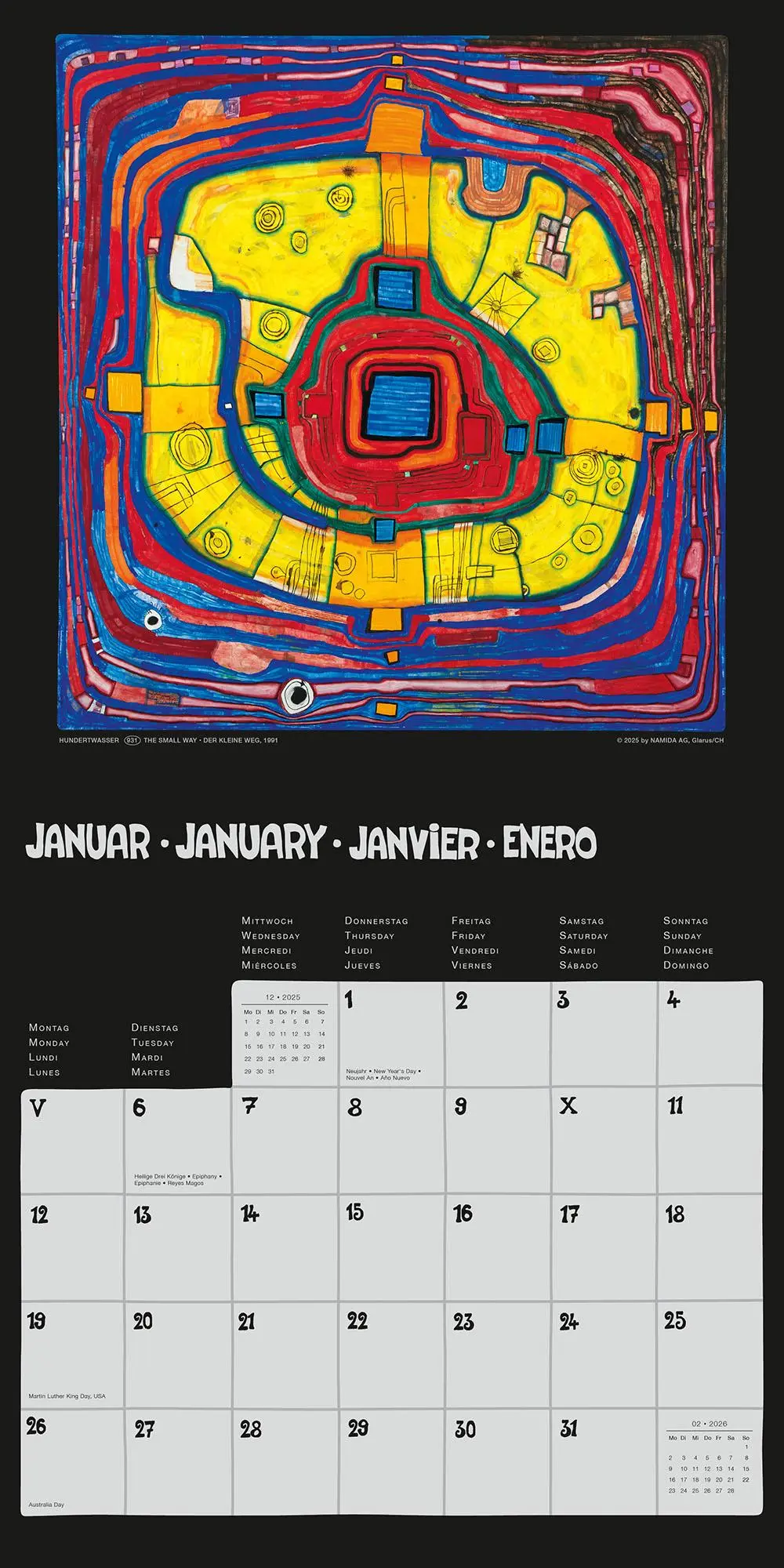 Bild: 9783910430259 | Hundertwasser Broschürenkalender Art 2026 | Wörner Verlag GmbH | 28 S.
