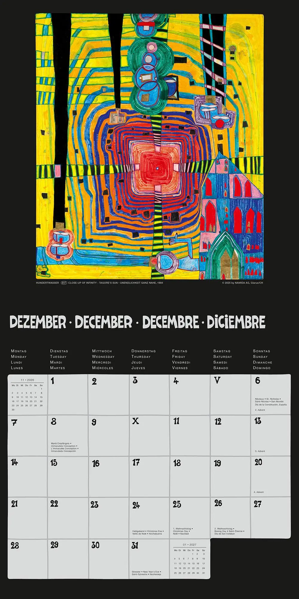 Bild: 9783910430259 | Hundertwasser Broschürenkalender Art 2026 | Wörner Verlag GmbH | 28 S.