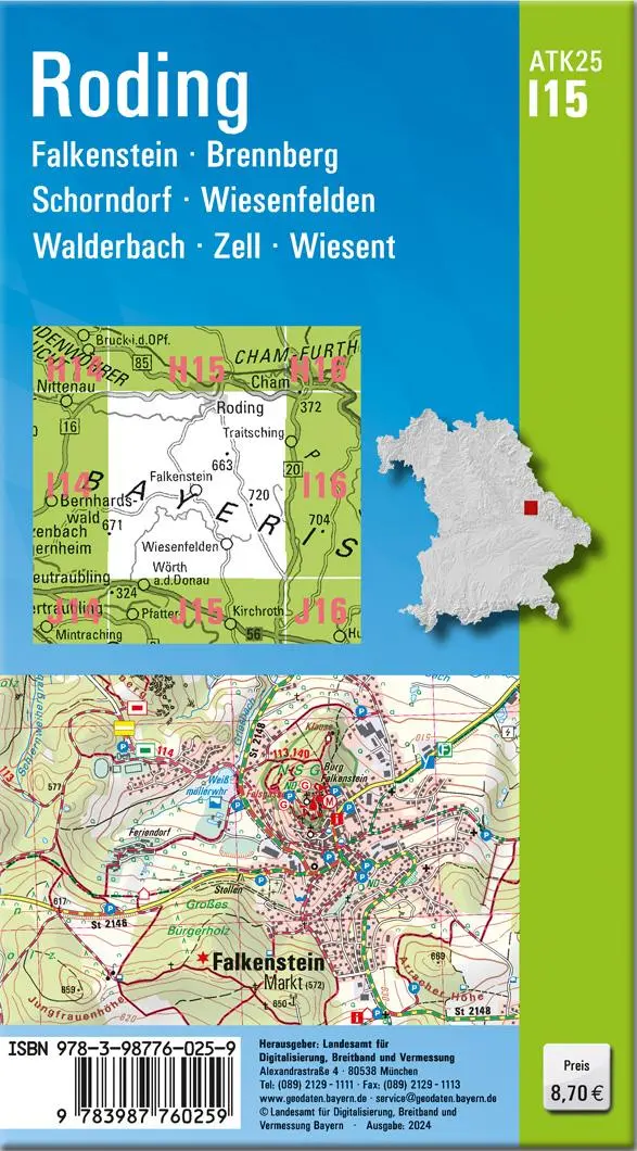 Rückseite: 9783987760259 | ATK25-I15 Roding (Amtliche Topographische Karte 1:25000) | Deutsch
