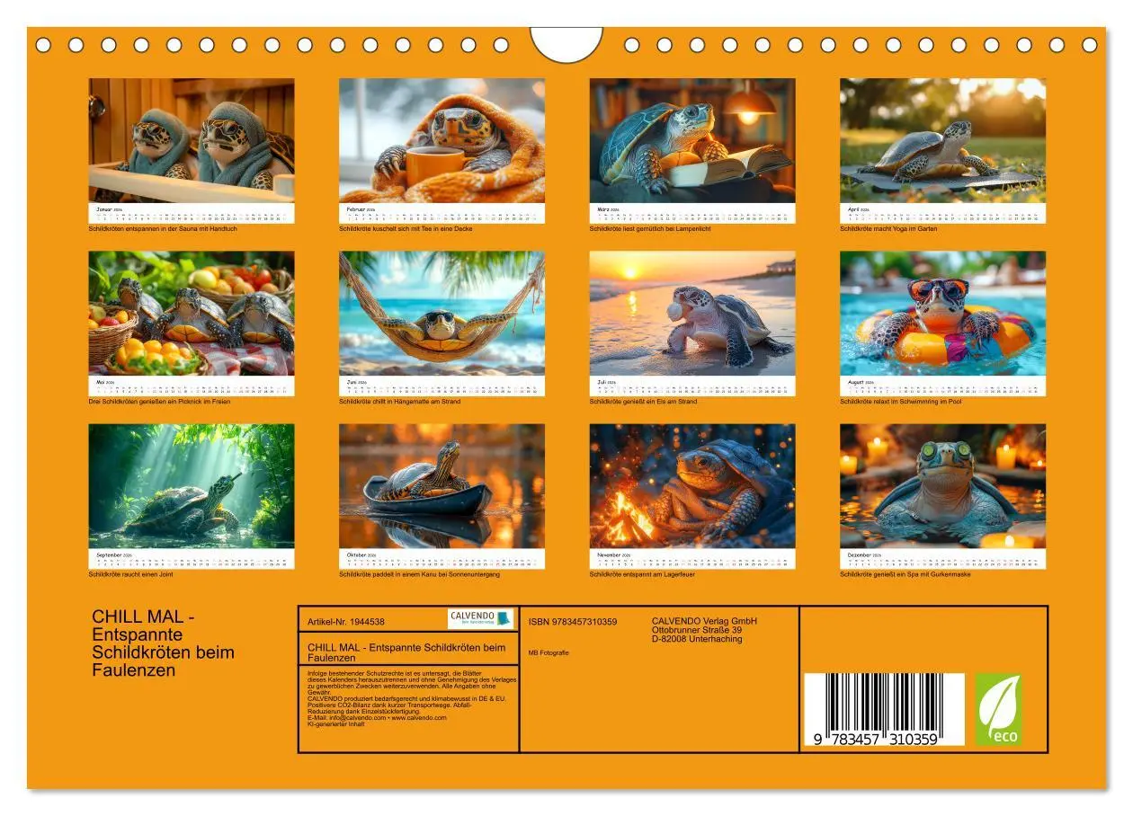 Bild: 9783457310359 | CHILL MAL - Entspannte Schildkröten beim Faulenzen (Wandkalender...