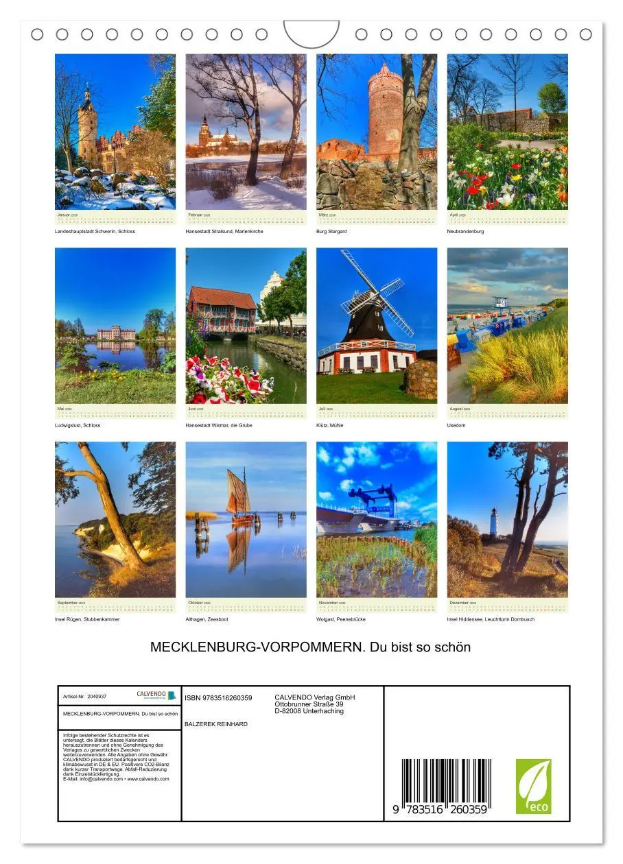 Bild: 9783516260359 | MECKLENBURG-VORPOMMERN. Du bist so schön (Wandkalender 2026 DIN A4...