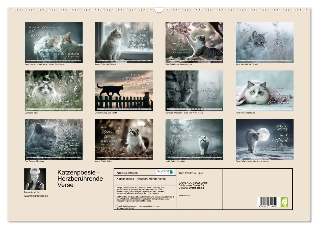 Bild: 9783516710359 | Katzenpoesie - Herzberührende Verse (Wandkalender 2026 DIN A2...