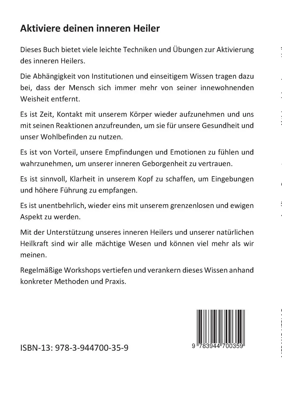 Rückseite: 9783944700359 | Aktiviere deinen inneren Heiler | Aurélienne Dauguet | Taschenbuch
