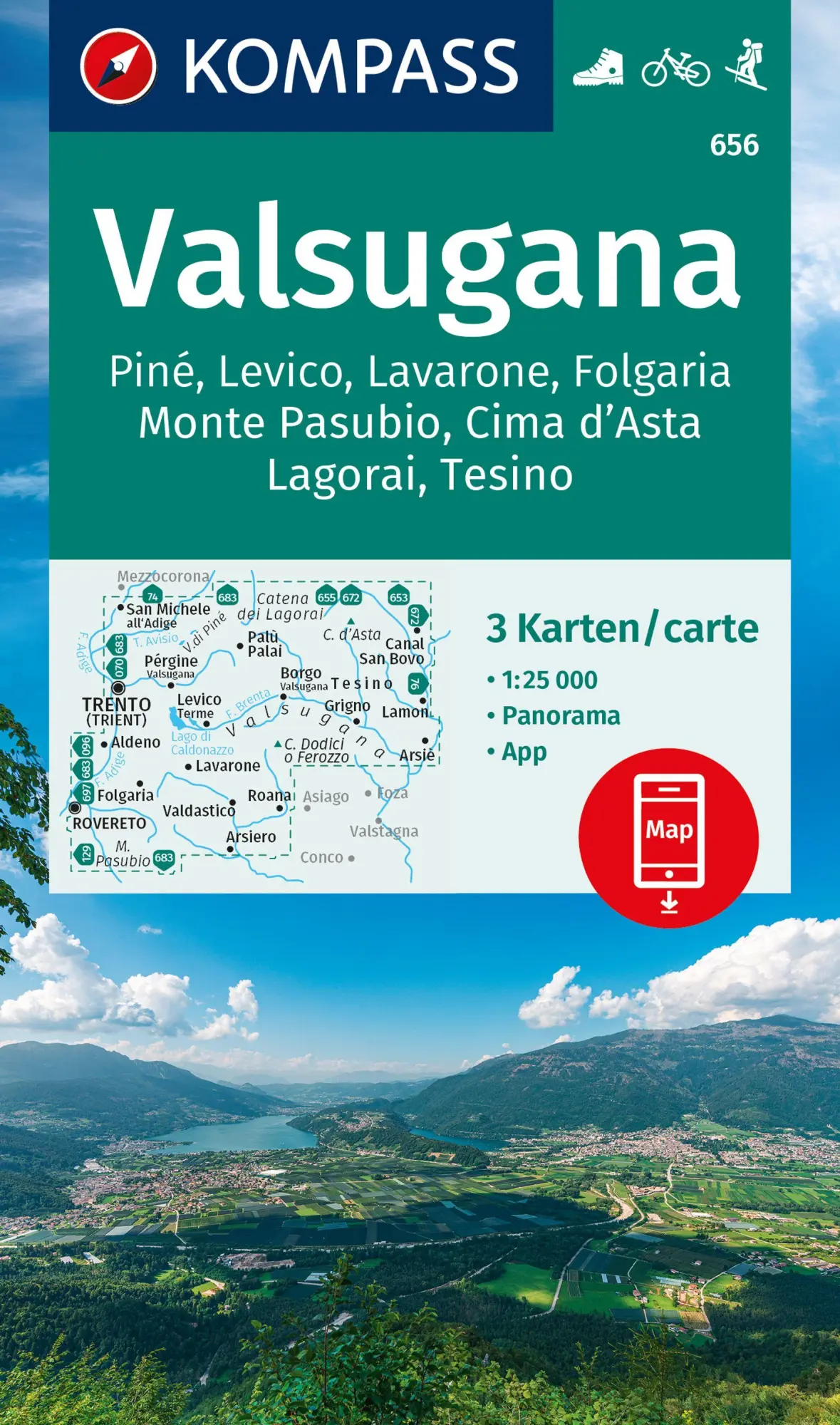 Cover: 9783991540359 | KOMPASS Wanderkarten-Set 656 Valsugana, Pine, Levico, Lavarone,...