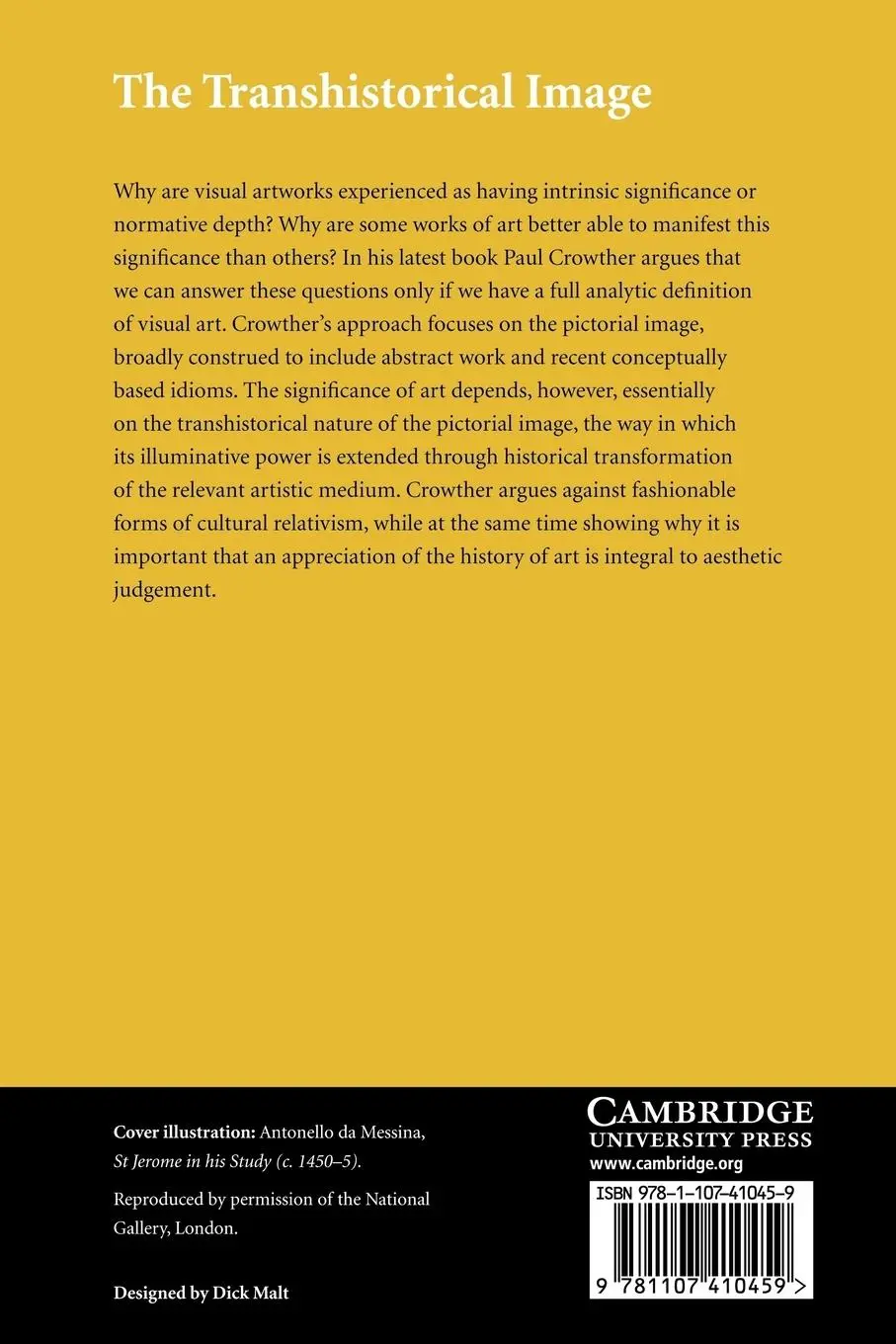 Rückseite: 9781107410459 | The Transhistorical Image | Philosophizing Art and Its History | Buch