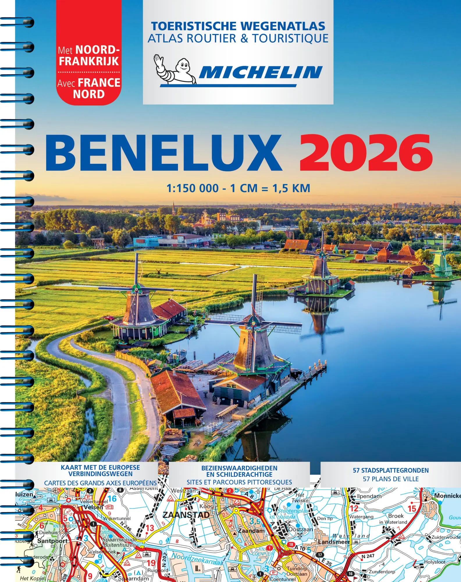 Cover: 9782067270459 | Michelin Straßenatlas Benelux mit Spiralbindung | (Land-)Karte | 2026