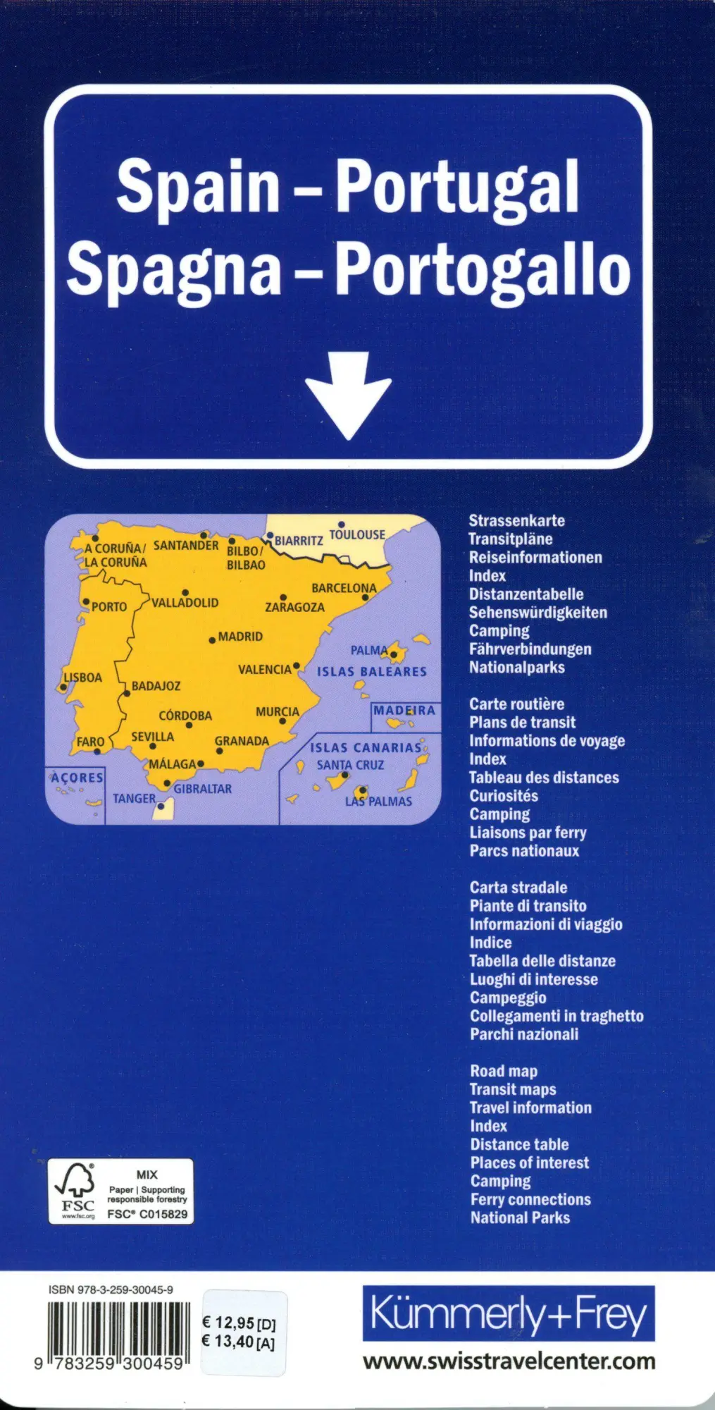 Bild: 9783259300459 | Spanien, Portugal | (Land-)Karte | Kümmerly und Frey Karten | Deutsch