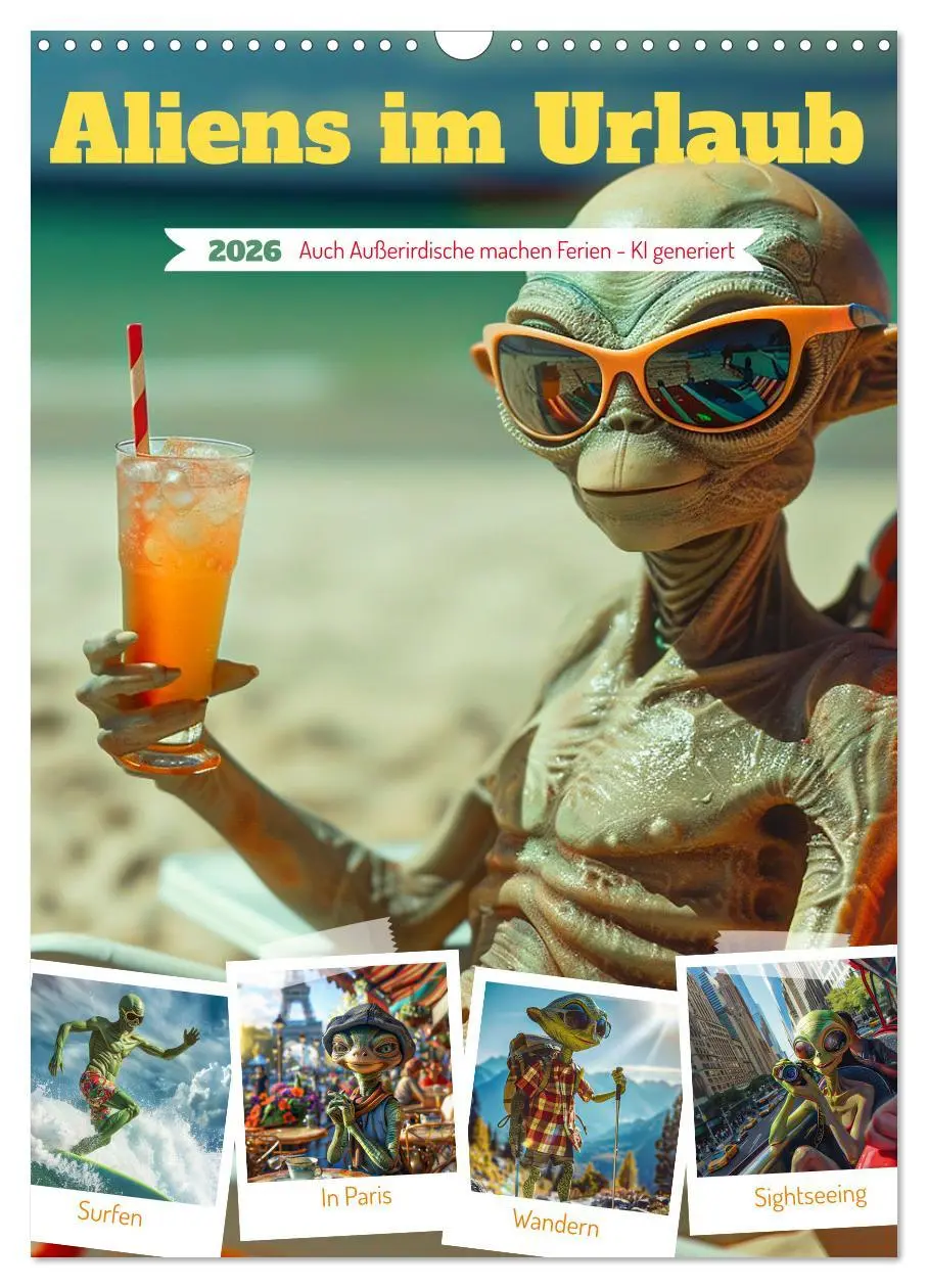 Cover: 9783516250459 | Aliens im Urlaub (Wandkalender 2026 DIN A3 hoch), CALVENDO...