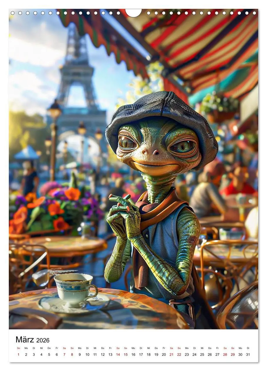Bild: 9783516250459 | Aliens im Urlaub (Wandkalender 2026 DIN A3 hoch), CALVENDO...