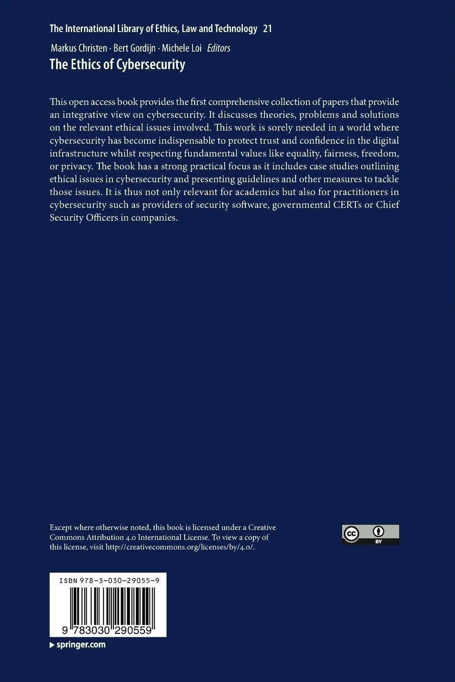 Rückseite: 9783030290559 | The Ethics of Cybersecurity | Markus Christen (u. a.) | Taschenbuch