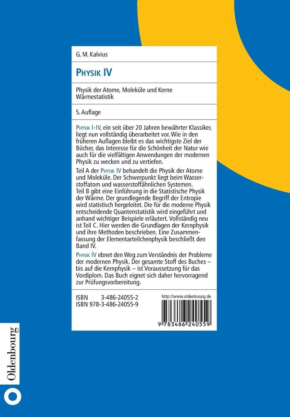 Rückseite: 9783486240559 | Physik IV | Physik der Atome, Moleküle und Kerne - Wärmestatistik