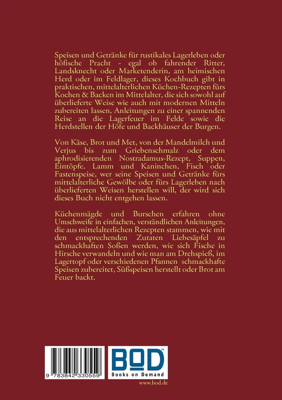 Rückseite: 9783842330559 | Kochen &amp; Backen im Mittelalter | Thomas Meyer | Taschenbuch | 100 S.
