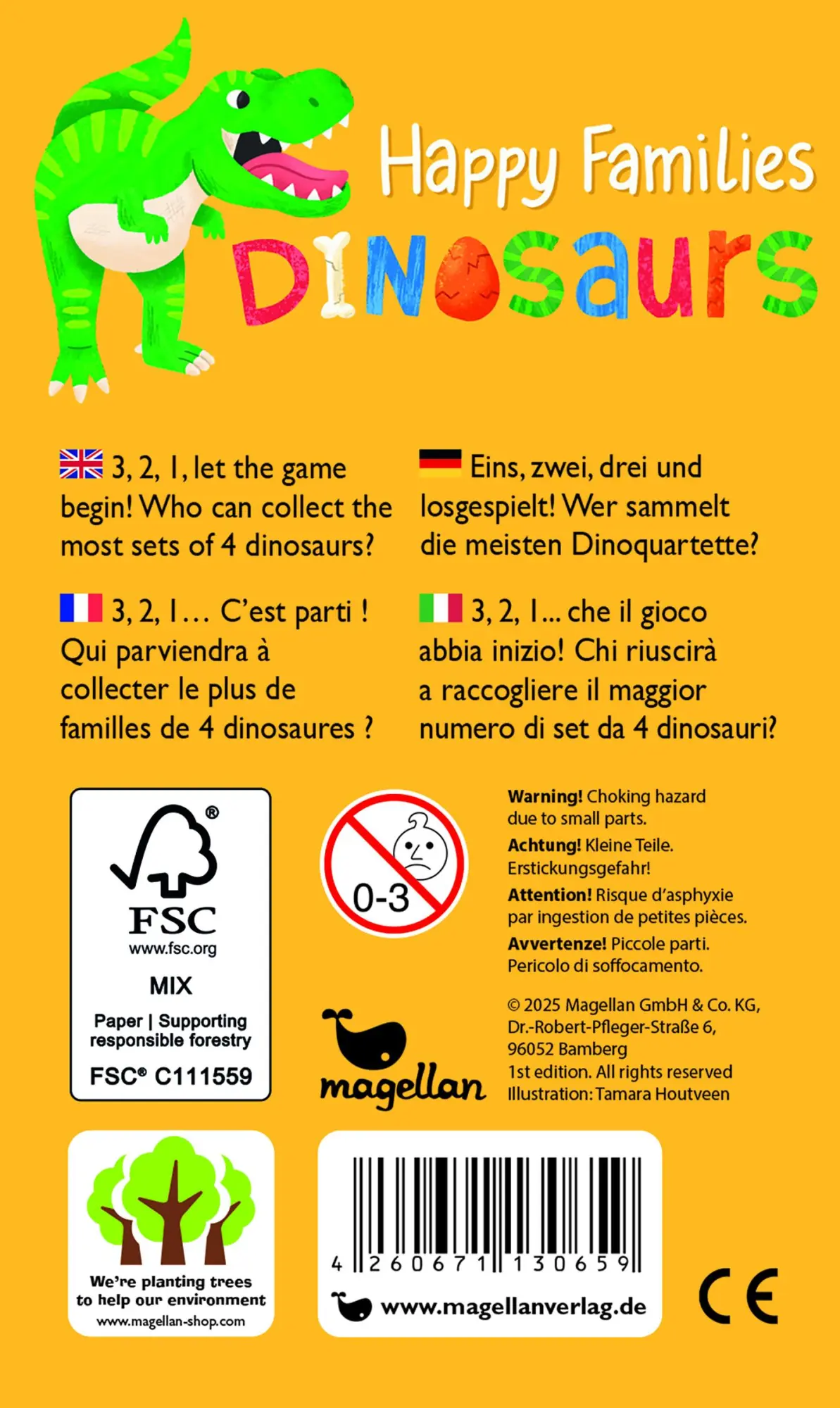 Rückseite: 4260671130659 | Happy Families - Dinosaurs | Buntes Kartenspiel für Kinder ab 5 Jahren