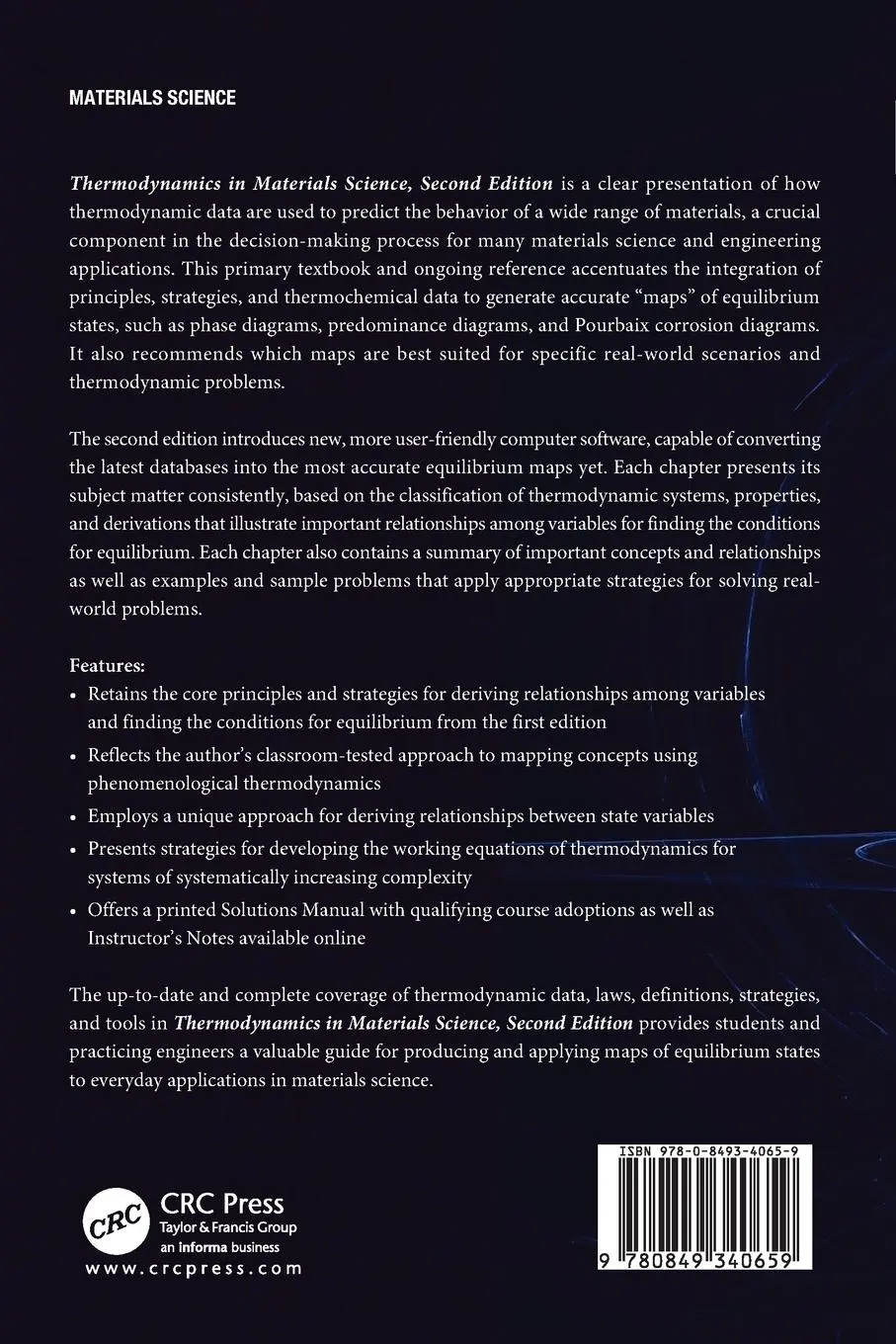 Rückseite: 9780849340659 | Thermodynamics in Materials Science | Robert Dehoff | Taschenbuch