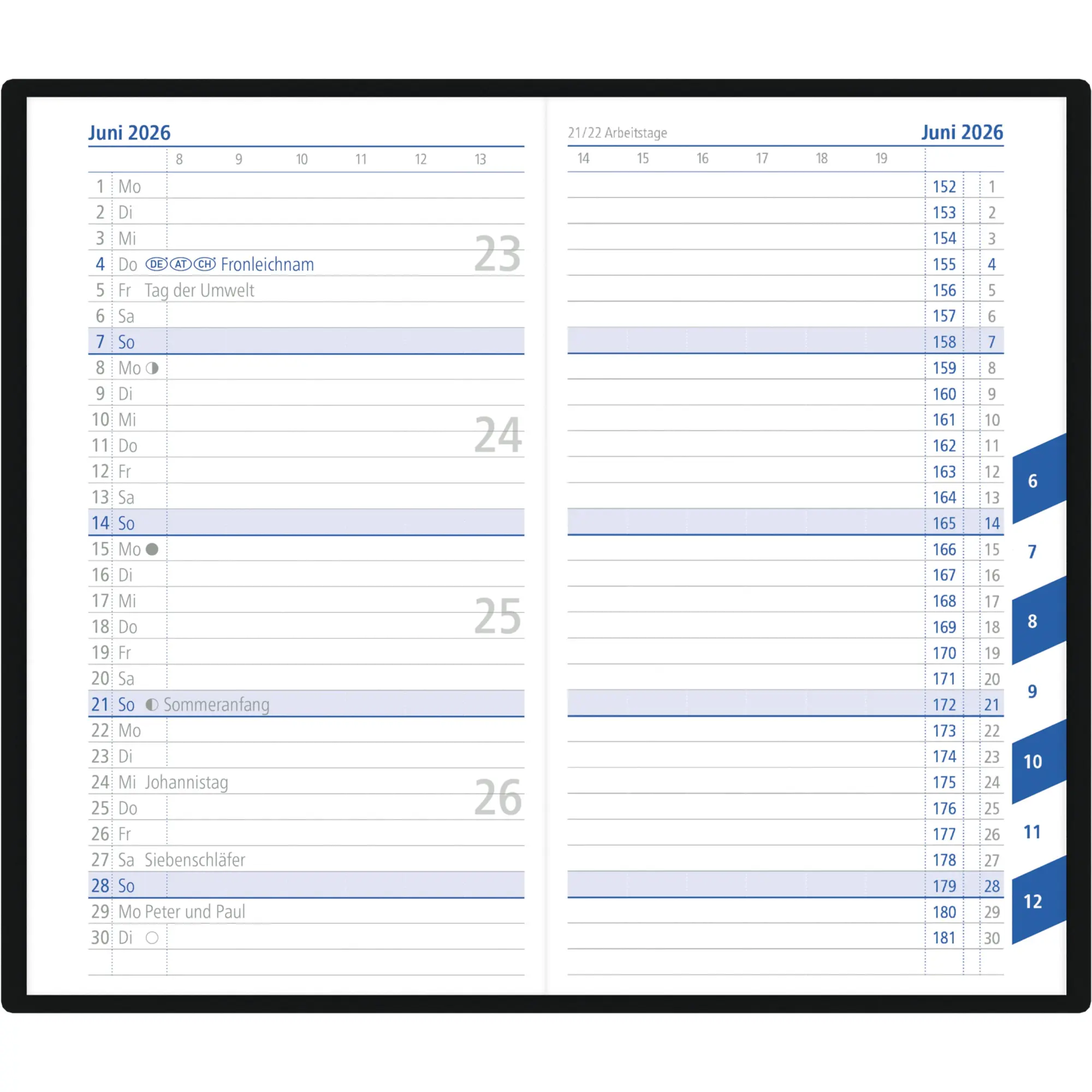 Bild: 4069095000759 | Taschenplaner schwarz 2026 - Bürokalender 9,5x16 cm - 32 Seiten -...