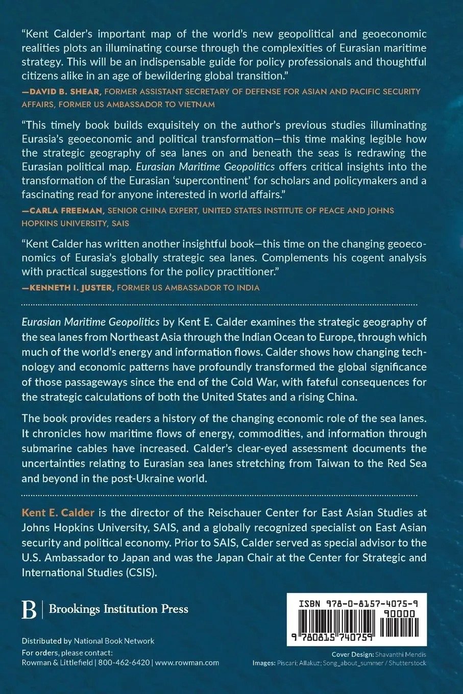 Rückseite: 9780815740759 | Eurasian Maritime Geopolitics | Kent E. Calder | Taschenbuch | 2025
