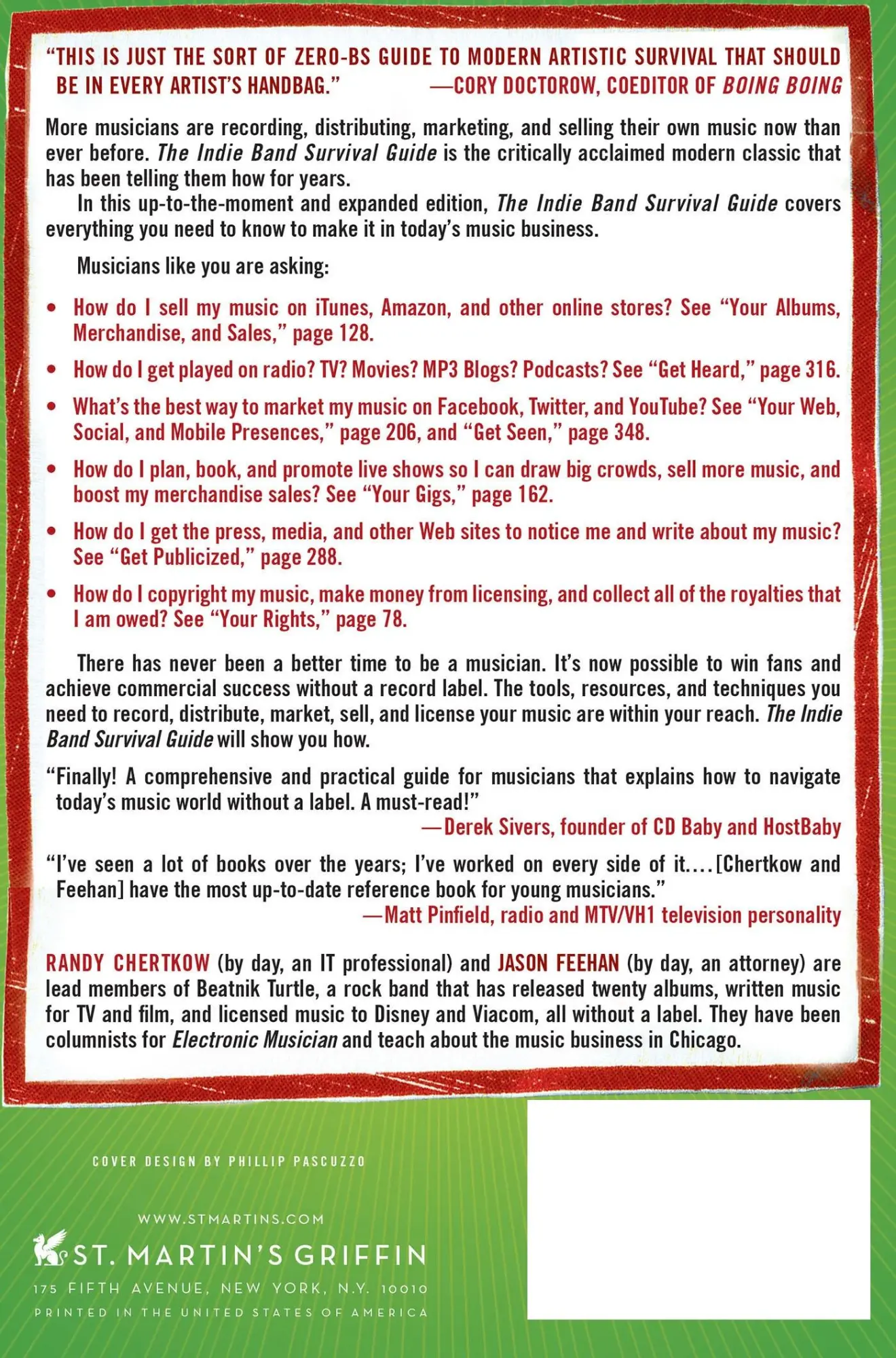 Rückseite: 9781250010759 | Indie Band Survival Guide, 2nd Ed. | Randy Chertkow | Taschenbuch
